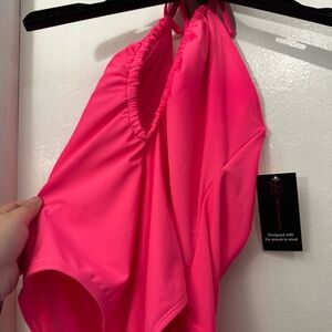 Girls' Bright Neon Pink One-Piece Swimsuit